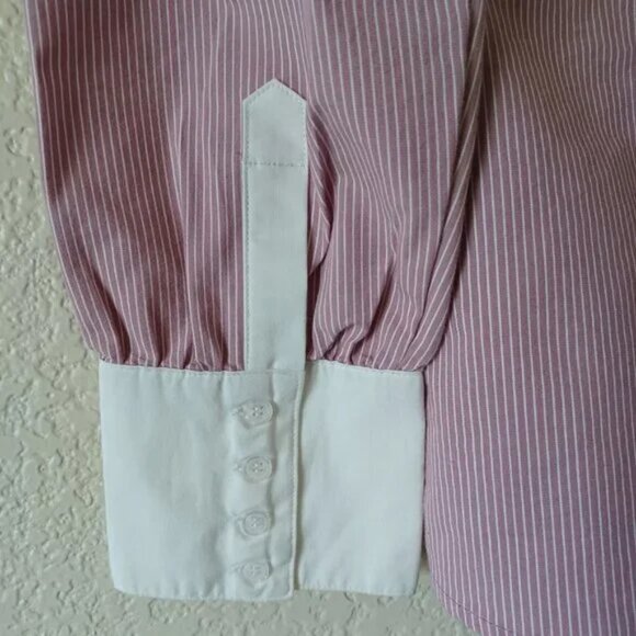 Apt 9 Long Sleeve Button Down Bankers Shirt Pink Pin Stripe, Womens Size Large - Picture 5 of 12
